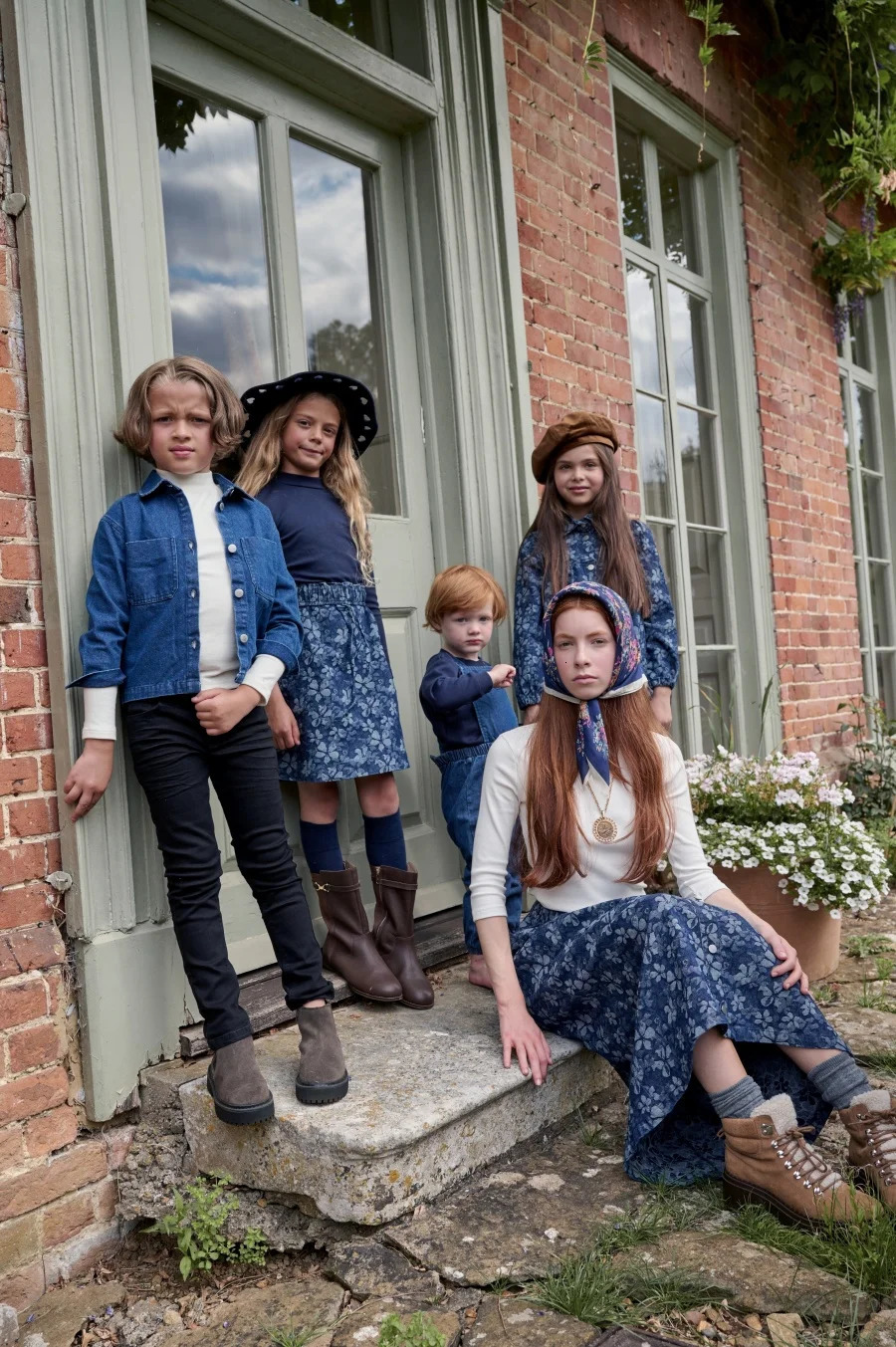Clearance sale AS AW25 print denim collection flower boys girls familly match clothes 260311