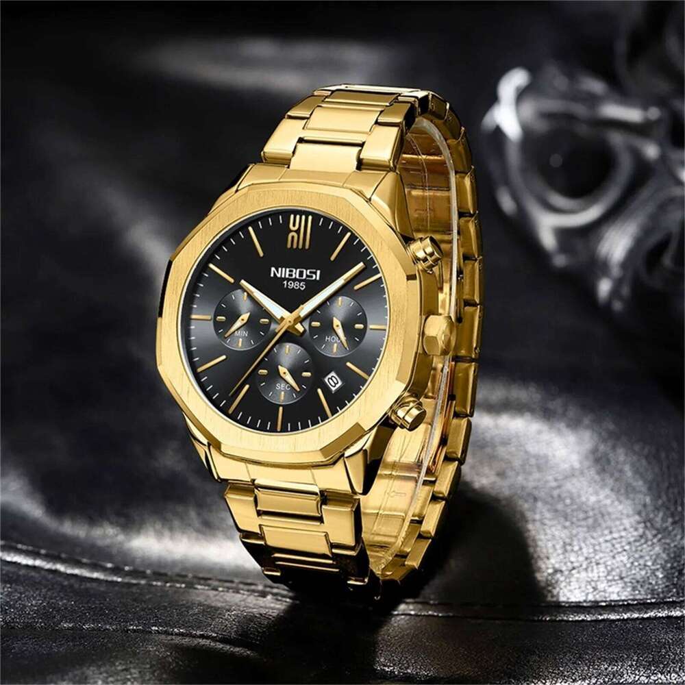NIBOSI New Watches Top Brand Luxury Quartz Business for Men Stainless Steel Waterproof Chronograph Date Watch Relogio