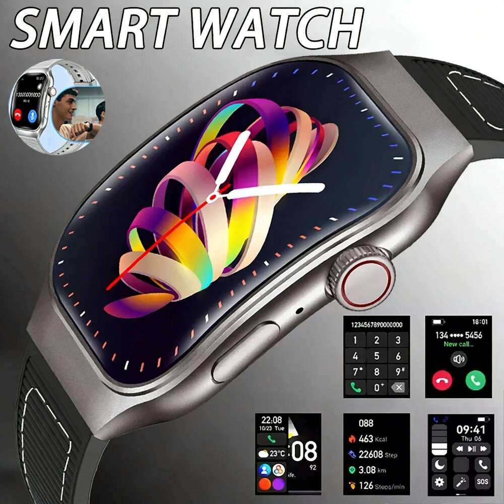 LAXASFIT New Bluetooth Call Men 2.01" HD Curved Screen Sports Health Monitor Smart Watch for Android iOS