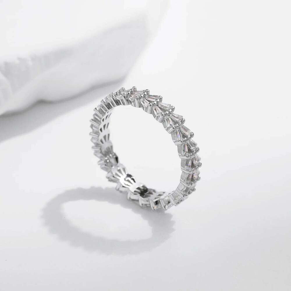 MODIAN 925 Sterling Silver Clear CZ Trapezoid Eternity Finger Ring Trendy Stackable Wedding Fine Jewelry For Women H260312