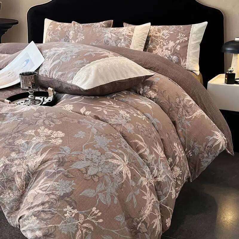 2025 new class A raw hemp four-piece set lace thickened quilt cover bed sheet/fitted sheet dormitory kit H260312