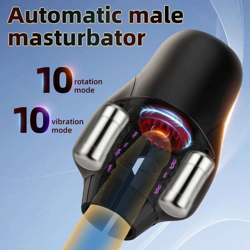 Male Masturbator Toys for Men Glans Trainer Vibrator with 10 Rotation Licking Vibration Pocket Pussy Stroker Adult Sex Toy Z260312