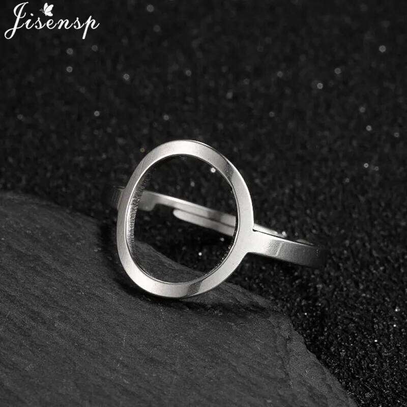 Trendy Stainless Steel Rings for Women Vintage Geometric Round Opening Adjustable Ring Stackable Midi Ringen New Jewelry 2025 H260312
