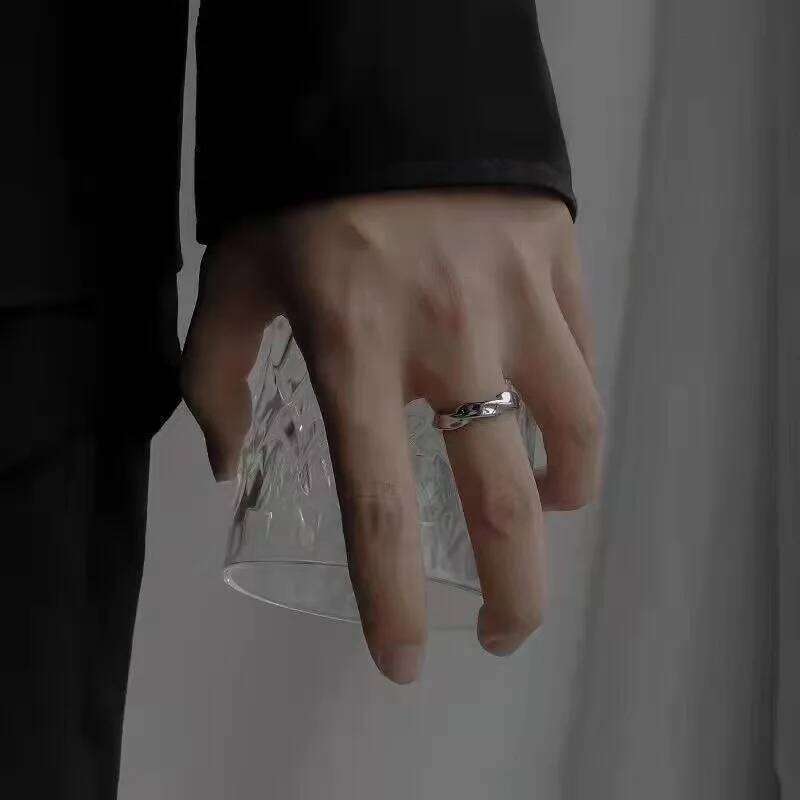 Mobius Wave Silver Color Alloy Open Ring For Women Simple Retro Men Jewelry Trend Accessories H260312