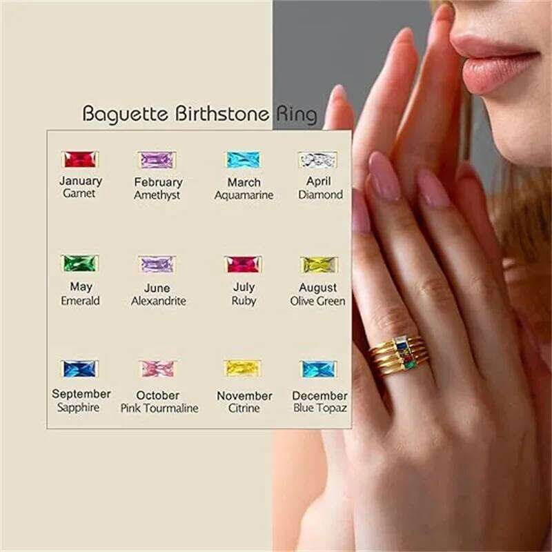 Shiny 12 Colors Birthstone Ring Stainless Steel Gold Plated Zircon Rings Zodiac Constellation For Women Jewelry Birthday Gifts H260312