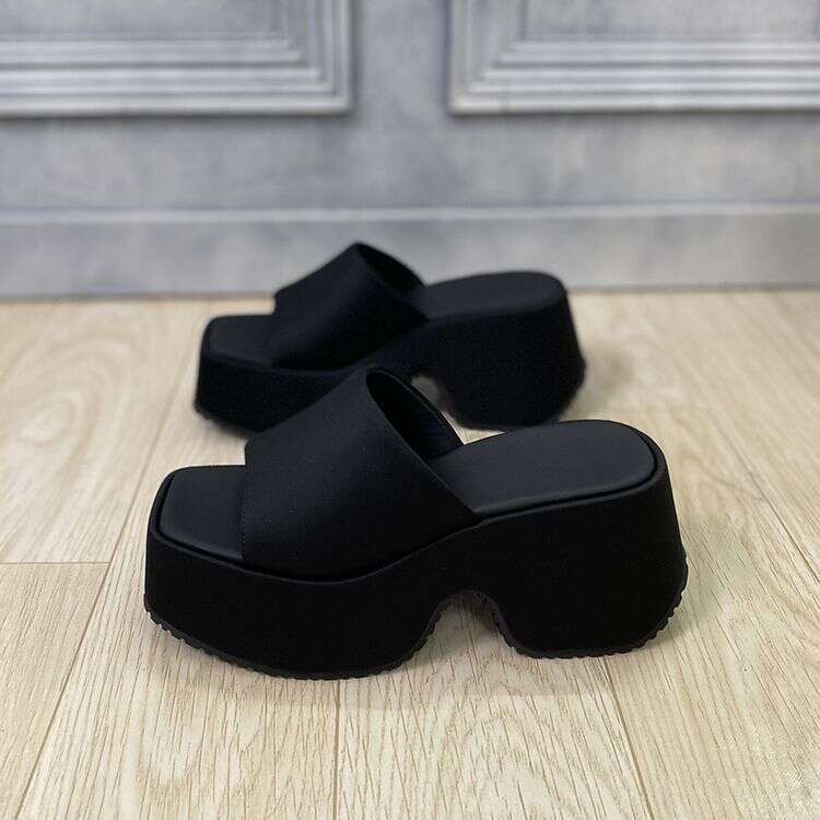 Minimalist Thick-Soled Sandals Women Summer Fashion Outdoor Vacation Slippers for Petite Height Increase Casual One-Strap Trendy