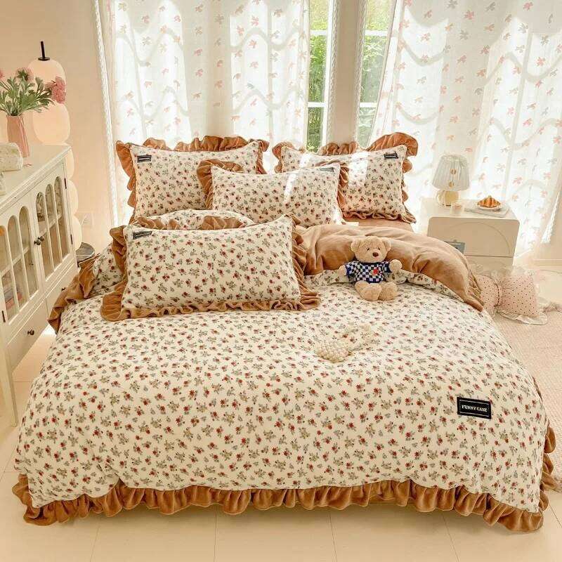 2025 new comfortable high-gram milk fleece set, winter thickened warm and skin-friendly bedding four-piece set H260312
