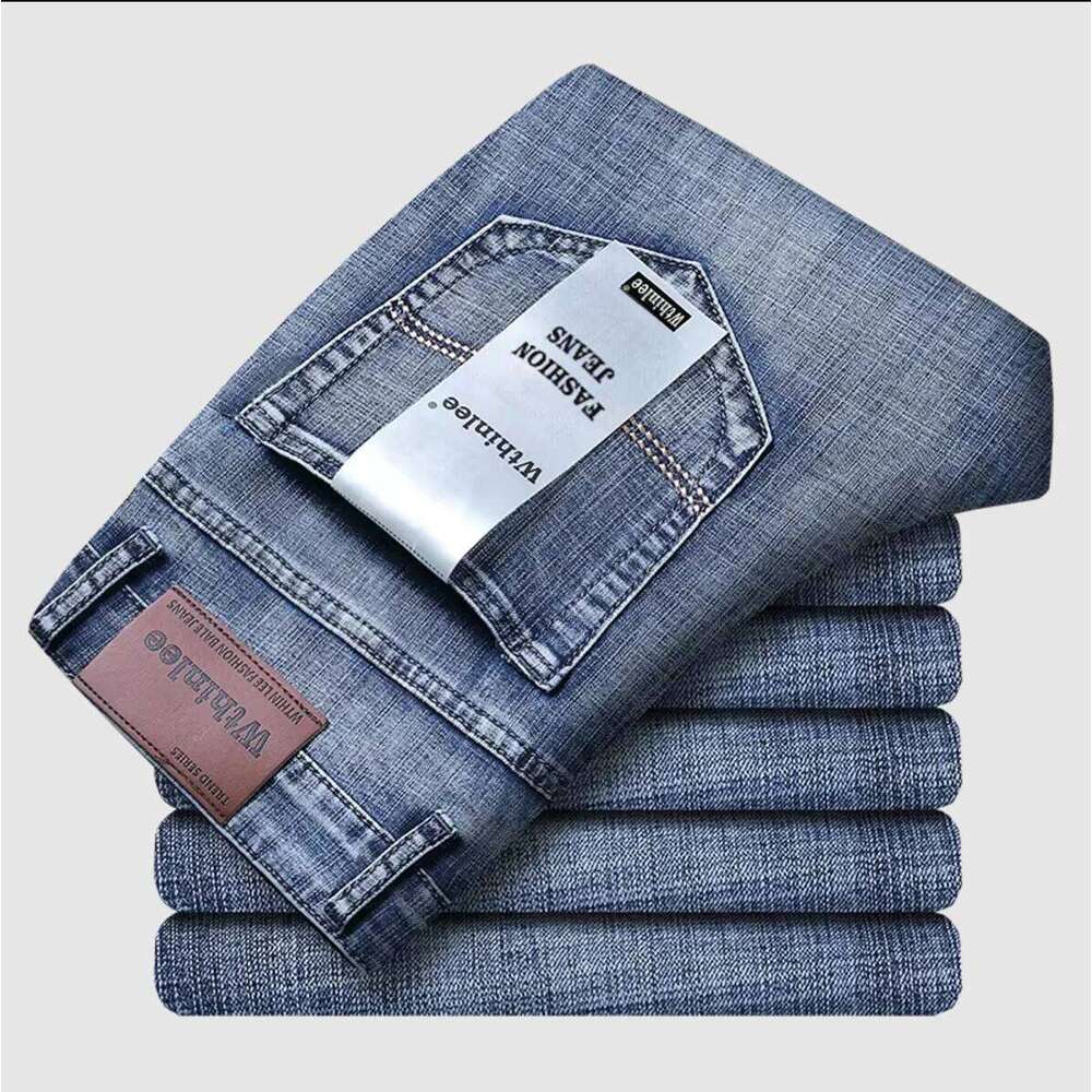 Wthinlee New Business Men's Jeans Casual Straight Stretch Fashion Classic Blue Black Work Denim Trousers Male Brand Clothing 26Y0312