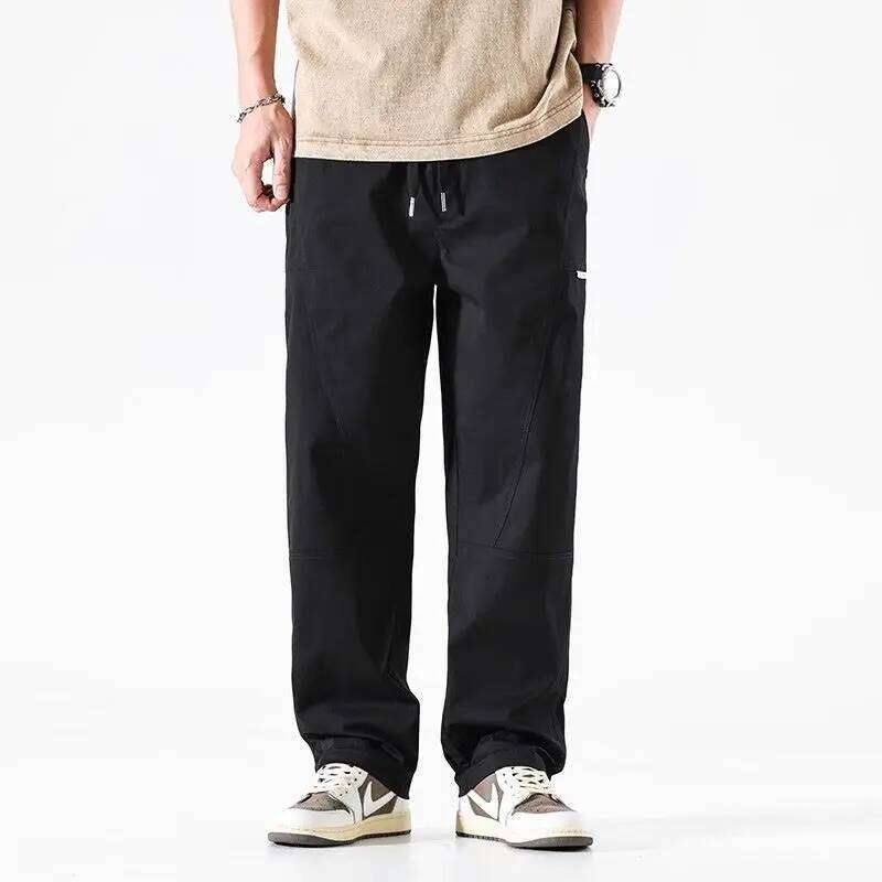 Beige for Men Spring and Autumn Cotton Trendy Versatile Straight Casual Pants American Loose Fashion Trousers