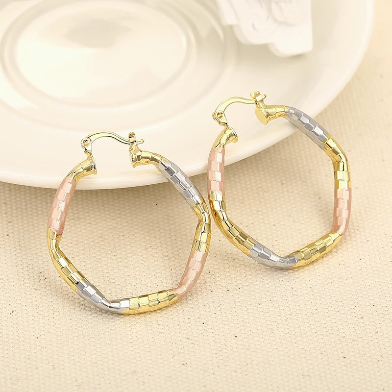 CAOSHI Gorgeous Three Colour Big Hoop Earrings for Women Temperament Modern Style Metal Ear Accessories Engagement Party 260309