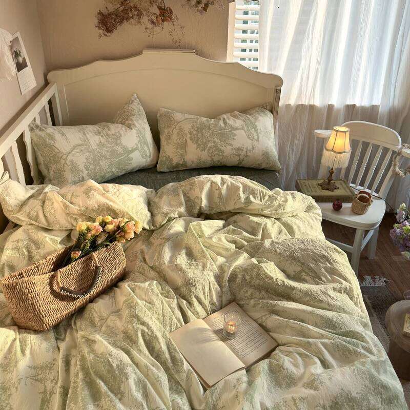 Bedding Floral Style Duvet Cover Pillowcase with Bedsheet Skin-friendly Bed Linen Set Girls Room Bedclothes H260312