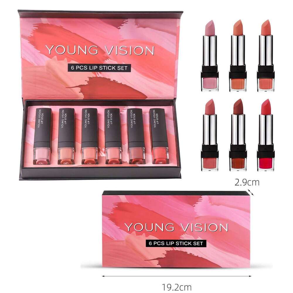 Langmanni with matte finish, waterproof and not easy stick to cups, 6-color gift box lipstick set W260311