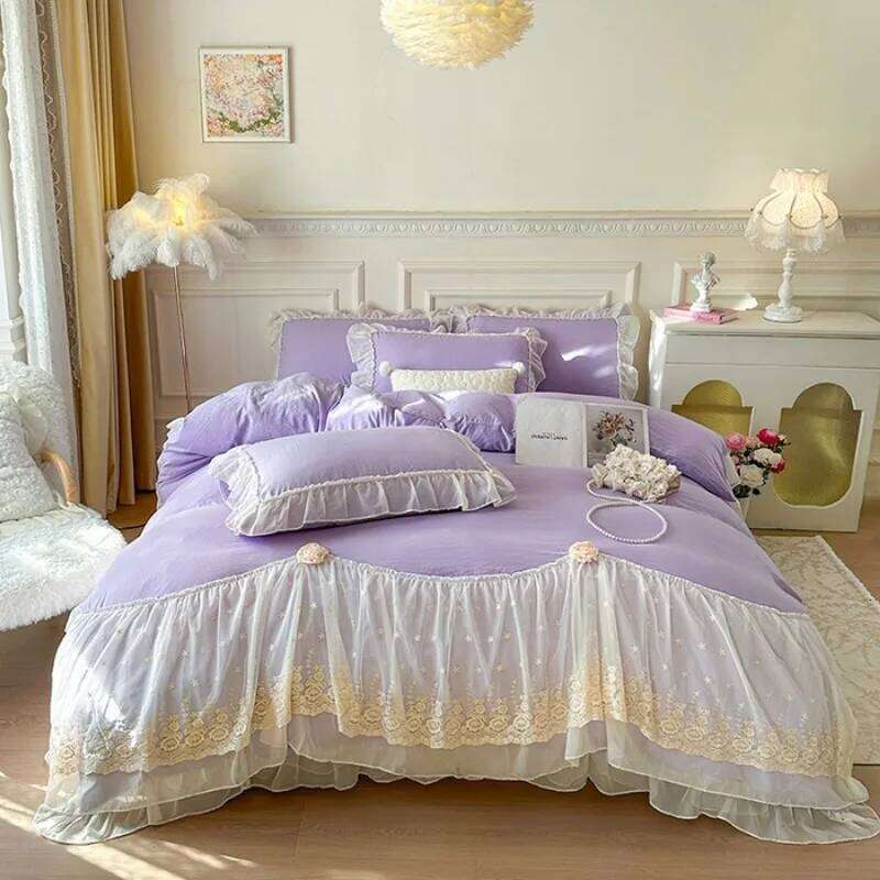 2025 French high-end bed cover four-piece set skin-friendly washed cotton fabric delicate to the touch H260312