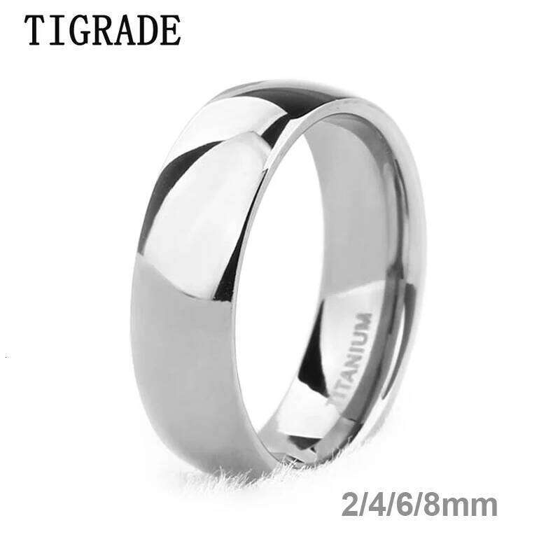 Tigrade Pure Titanium Silver Color Polished 2/4/6/8/10mm Classic Engagement Ring For Male Female Wedding Bands Anti-Allergy H260312