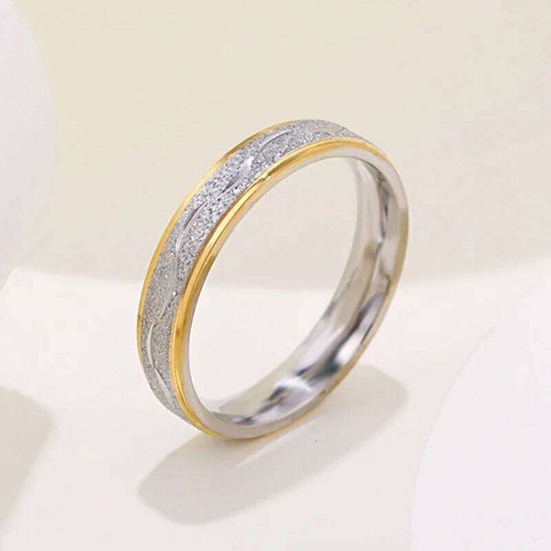 4mm Couple Lover Engagement Rings Women Men Stainless Steel Ring with Zircon Korean Style Jewelry for Wedding WC033 W260311