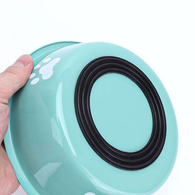 New hot stainless steel basin paw print supplies cat dog silicone anti-slip design pet drinking water feeding bowl 26Y0312