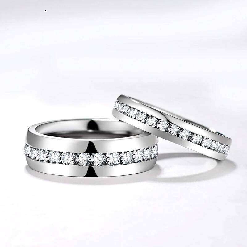 TIGRADE 4/5/6mm Titanium Cubic Zirconia Engagement Ring Anti-allergy Men Women Wedding Band Size 3 to 13.5 H260312