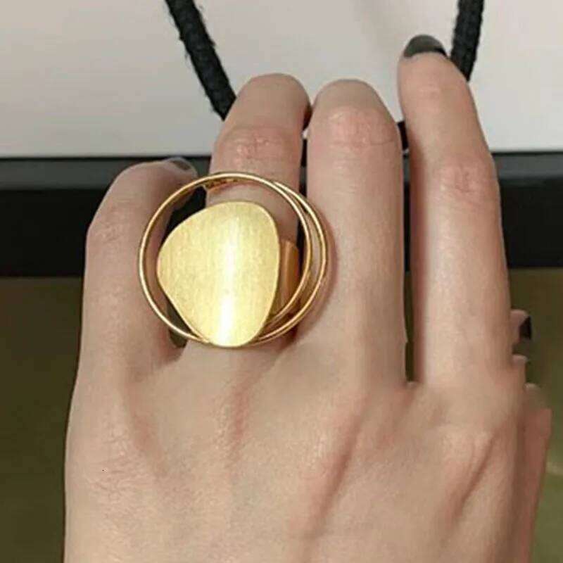 925 Sterling Silver Rings for Women Couple Minimalist Handmade Simple GOld Circle Big Ring Fine Jewelry Gift Prevent Allergy H260312