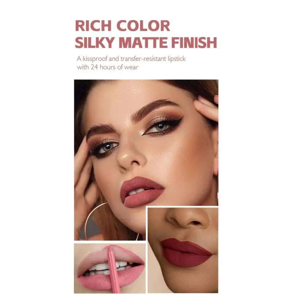 Matte Liquid Lipstick Set 3in1 Long Lasting Waterproof Lip Liner Gloss Kit Nude Pink Brown Cherry Shades W260311