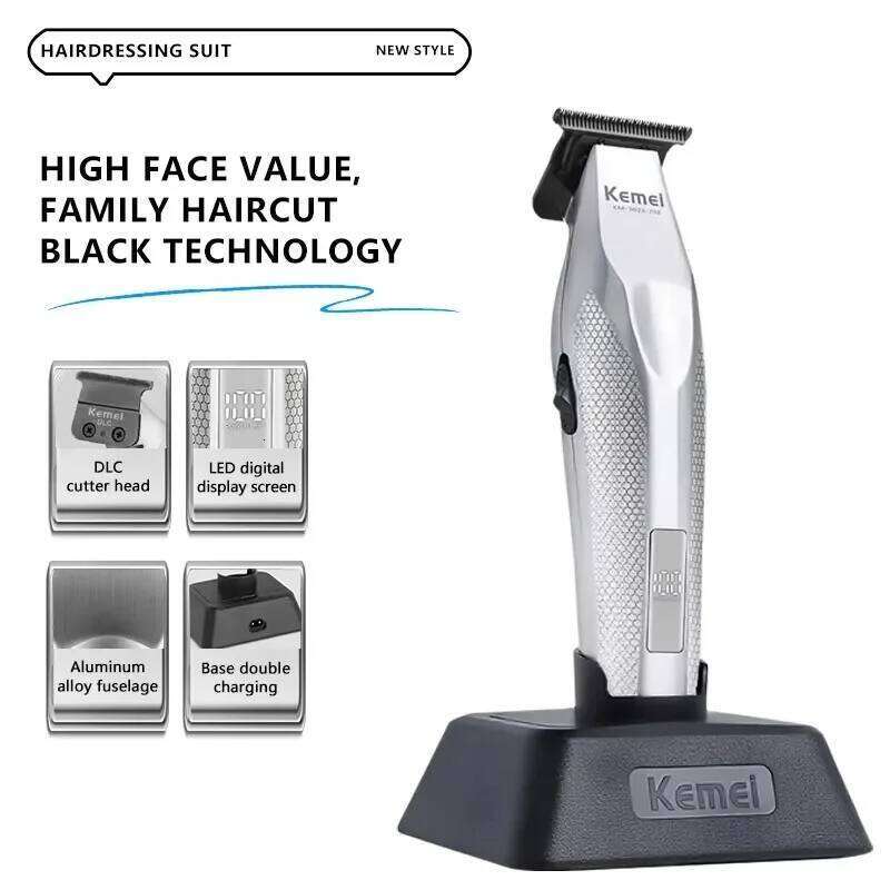 Kemei KM-3023-702 Baber Professional Clipper Cutting Machine With Charging Base For Electric Hair Trimmer Men Gift C260312