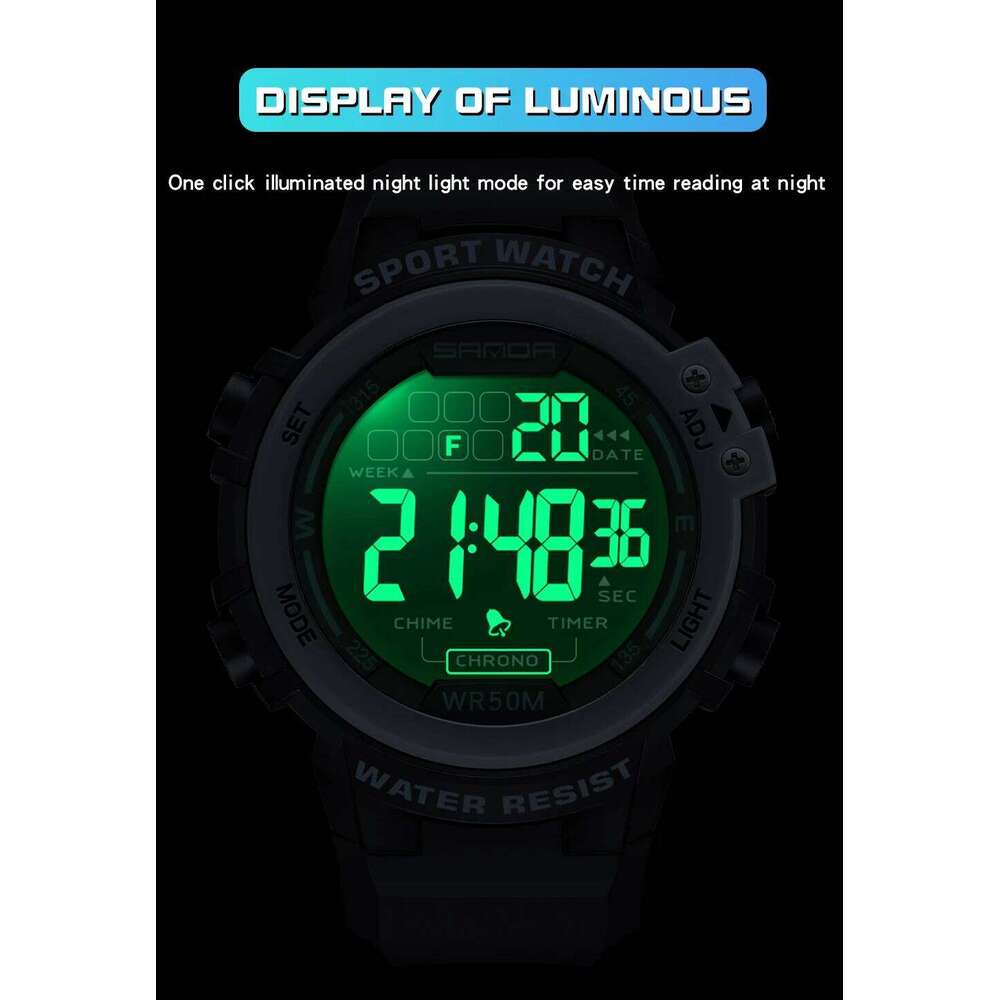 SANDA 2140 Fashion Student Digital Sports Multi functional Waterproof Countdown Men's Electronic Watch