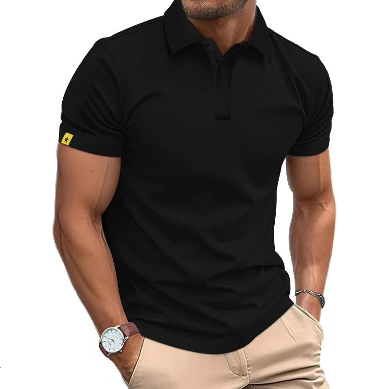 Summer Polo Shirt Mens Short Sleeve Sport T Shirt Casual Business Lightweight Button Streetwear Breathable Tops 260311