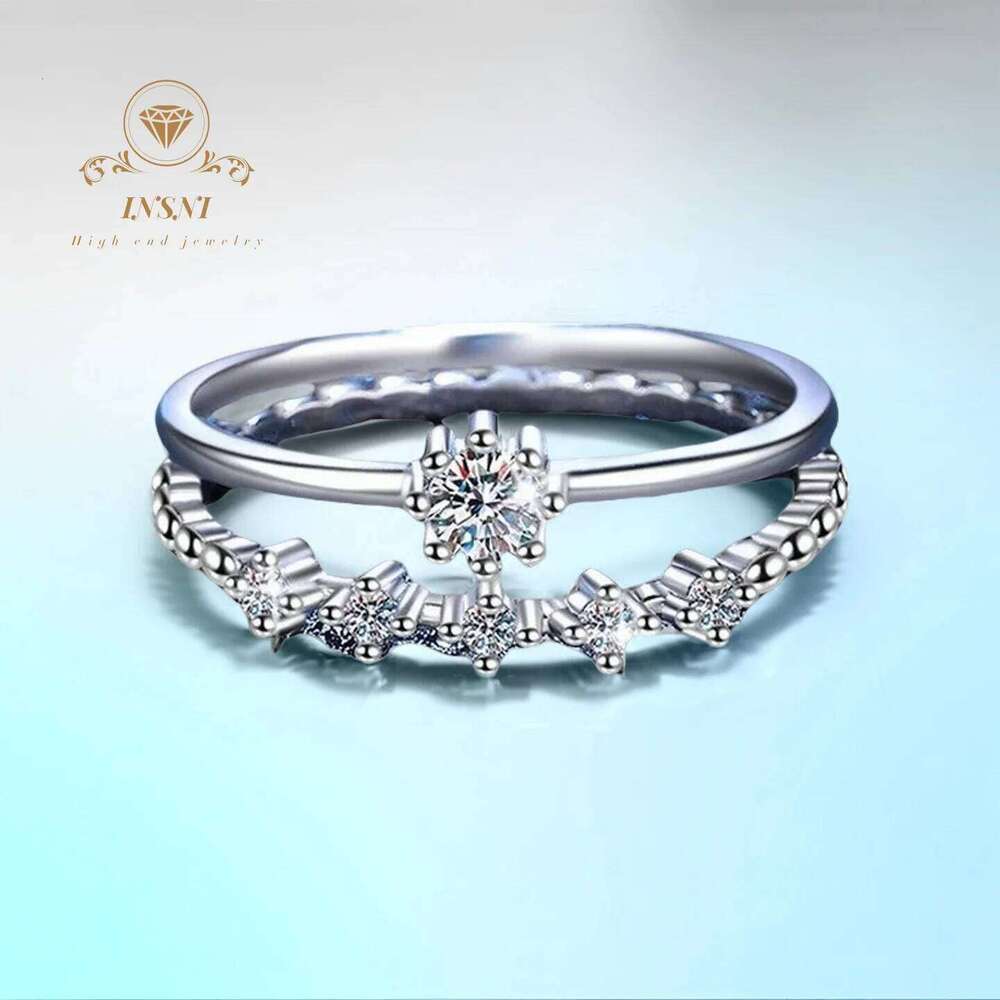 0.1CT D Color Mini Stackable Cluster Moissanite Ring S925 Silver Women's Jewelry GBA Certified Free Gift Box for Woman H260312