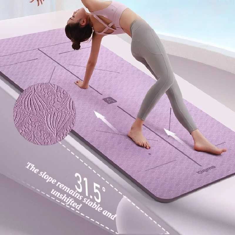Double layer yoga mat thickened anti slip skipping rope mat widened fitness mat household outdoor yoga mat and auxiliary prod M260312