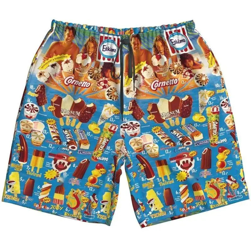 2025 Hawaiian Cornet Ice Cream Short Pants For Men Clothes Cold Popsicle Beach Shorts Frozen Lolly Bermudas Icecream Trunks 260228