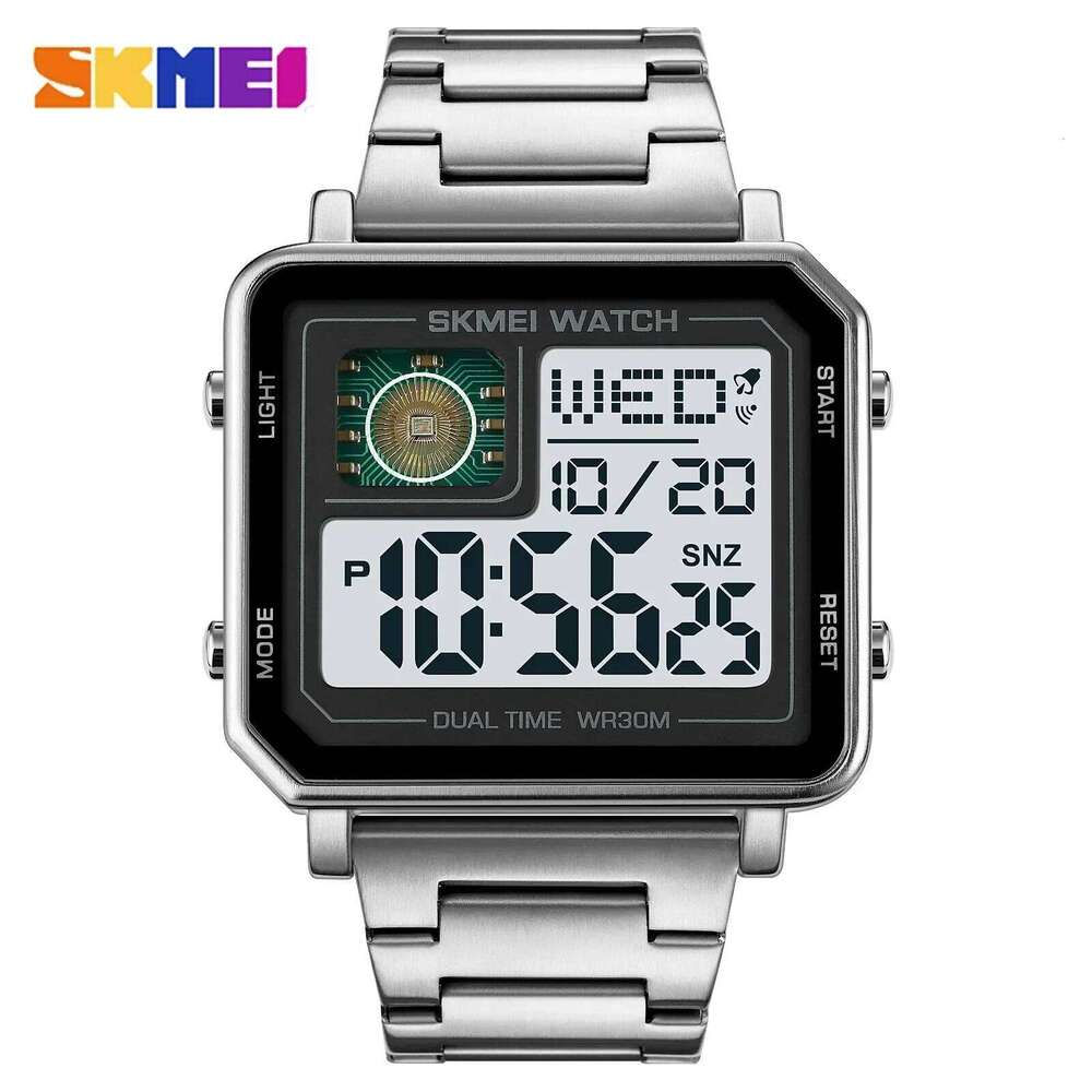 SKMEI 2033 Rectangle Mens Electronic Wristwatch Waterproof LED Square Metal Style Digital Watch for Men Sport 2025 Reloj Hombre