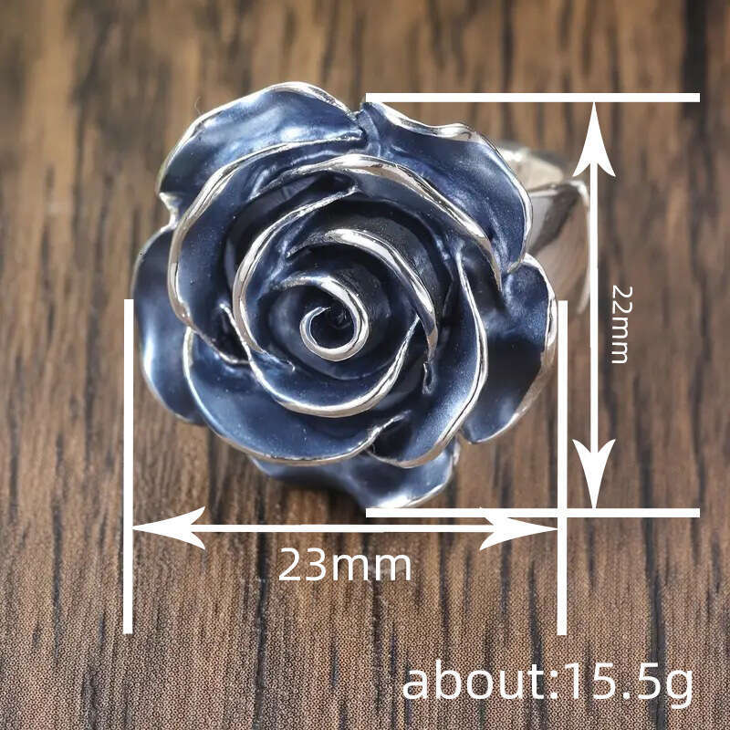 2026 Fashion Elegant Rose Rings Oil Painting Blue Rose Flower Lady Ring for Women European and American Designer Jewelry Rococo Style