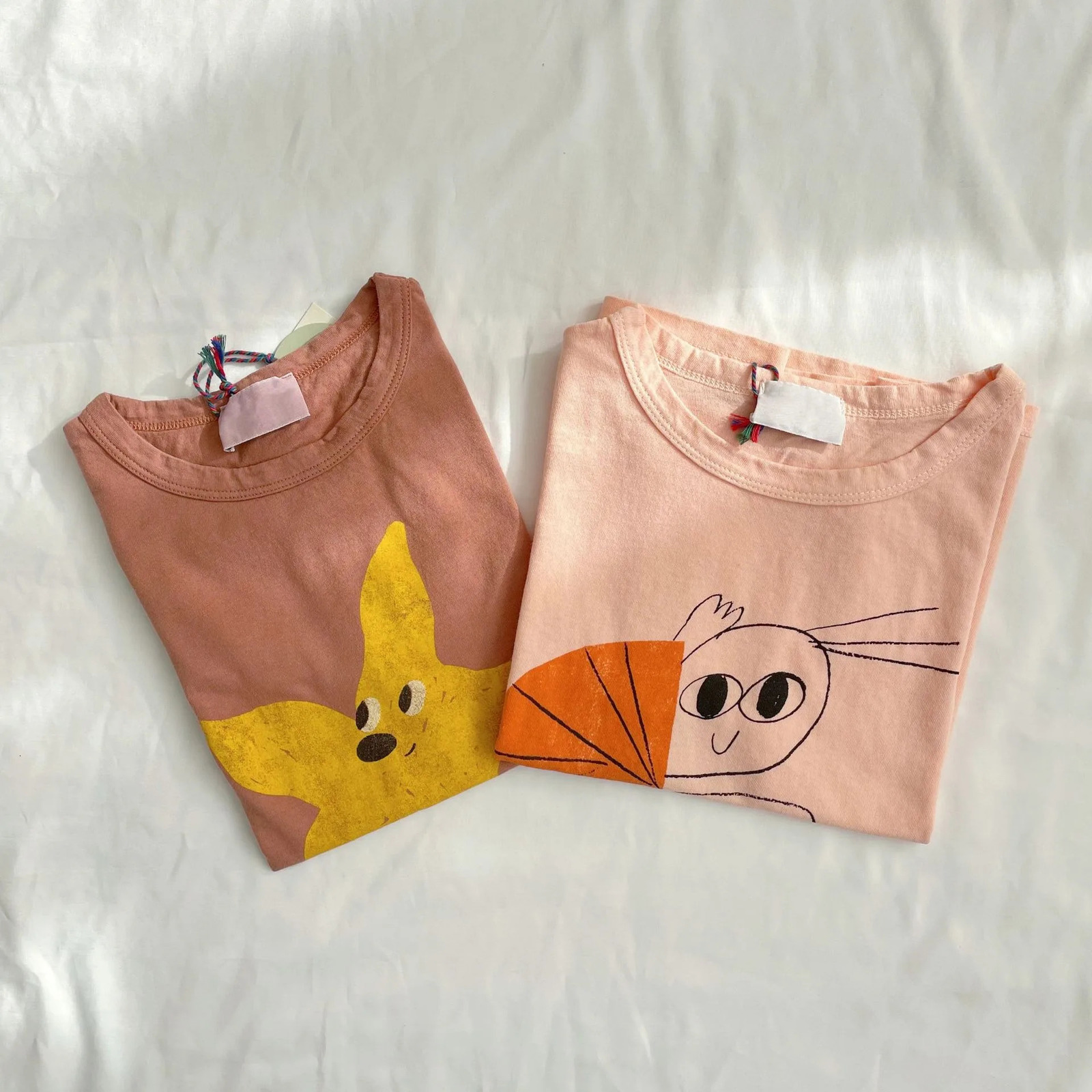 Kid Clothes Spring Sumemer Korean Baby Boys Girls Cotton Cartoon Short Sleeve T Shirts Childrens Outerwear Clothings 260311
