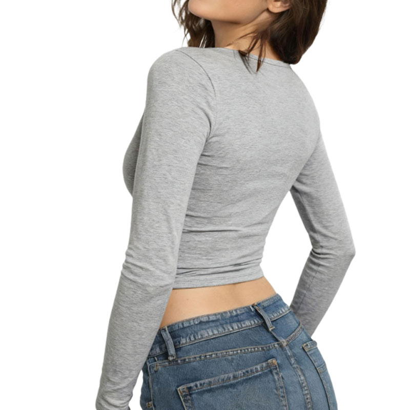 Casual V-Neck Long Sleeve T-Shirt, Soft Comfortable Daily Wear