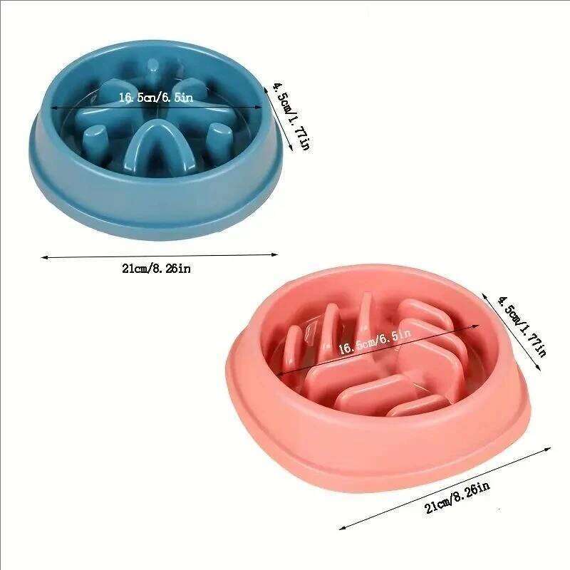 Supplies Dogs and Cats Food Non-Choking Non-Slip Slow Feeder Thickened Plastic Plate Pet Feeding Bowl 26Y0312