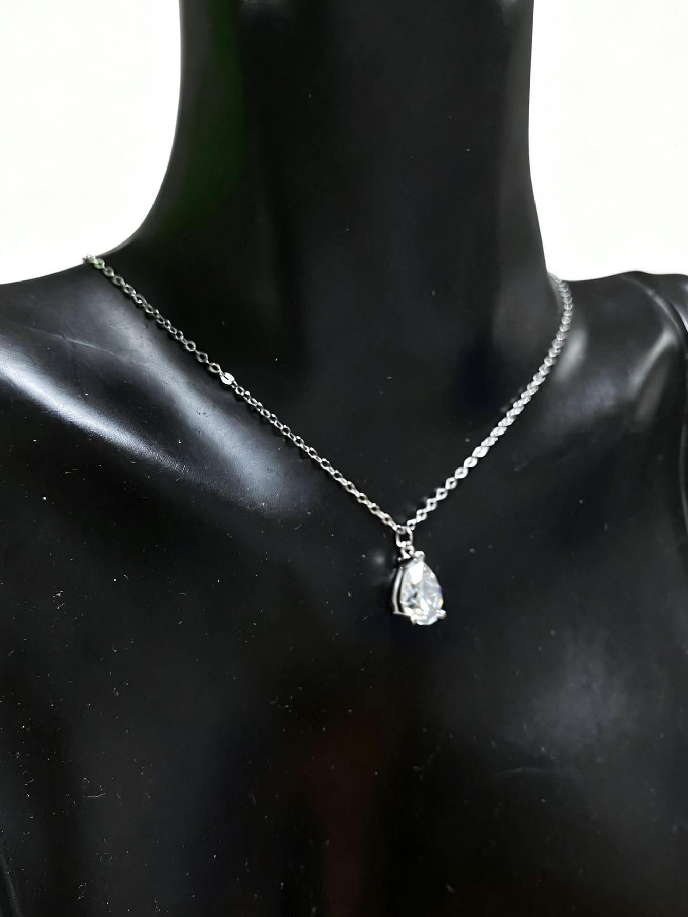 MT S925 Sterling Silver 2ct Pear Moissanite Pendant Necklace for Women, Elegance Luxury Wedding Engagement Necklace Fashion Jewelry