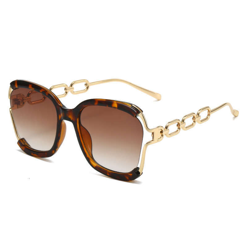 Autumn New Chain European And American Street Style Fashion Trend Metal Hollow Brushed Sunglasses Uv400