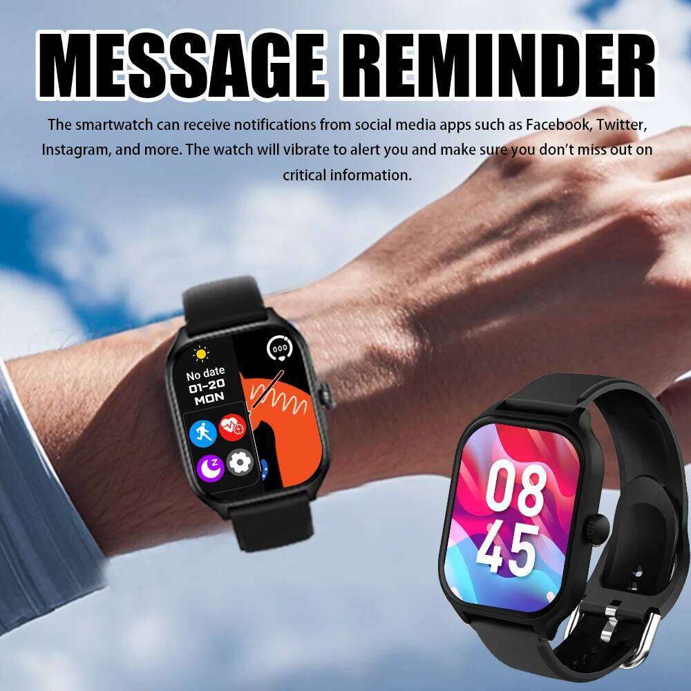 LAXASFIT New Talk Tracking Heart Rate Sleep Monitor Bluetooth Smart Watch Gifts for Men and Women