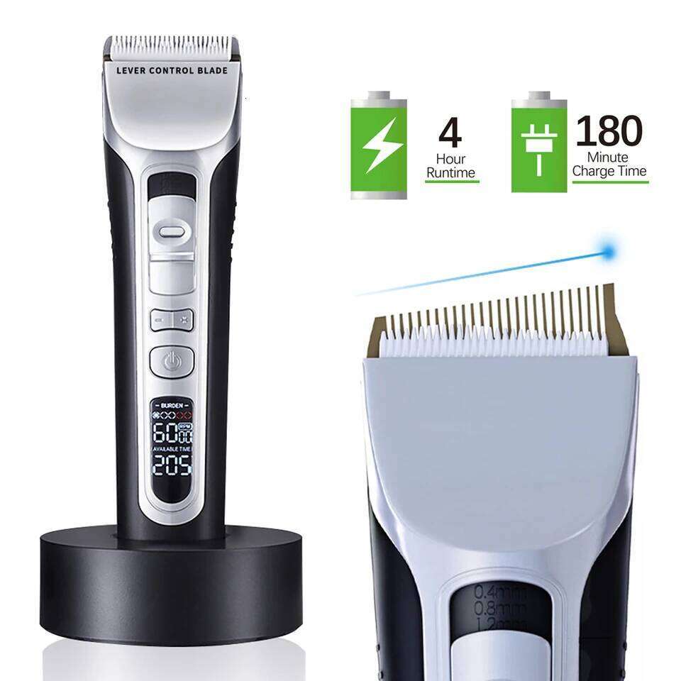 Professional Clipper Titanium Ceramic Trimmer LCD Display Strong Power Salon Barber Hair Cutting Machine For Men C260312