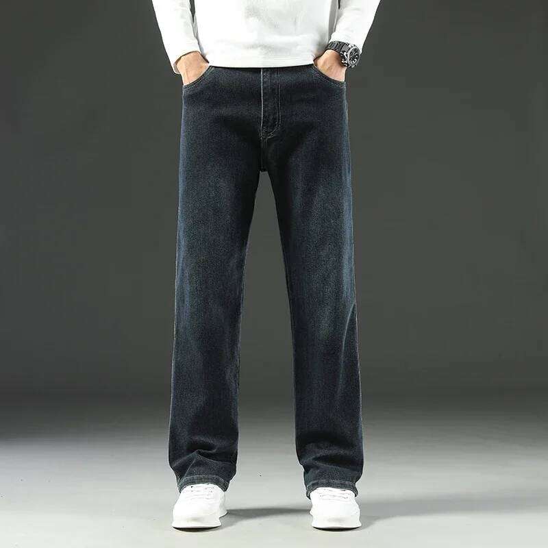 New Style Y2 Spring and Autumn Loose Jeans Baggy Straight Wide Leg Business Casual Pants Brand Men's Clothing 26Y0312