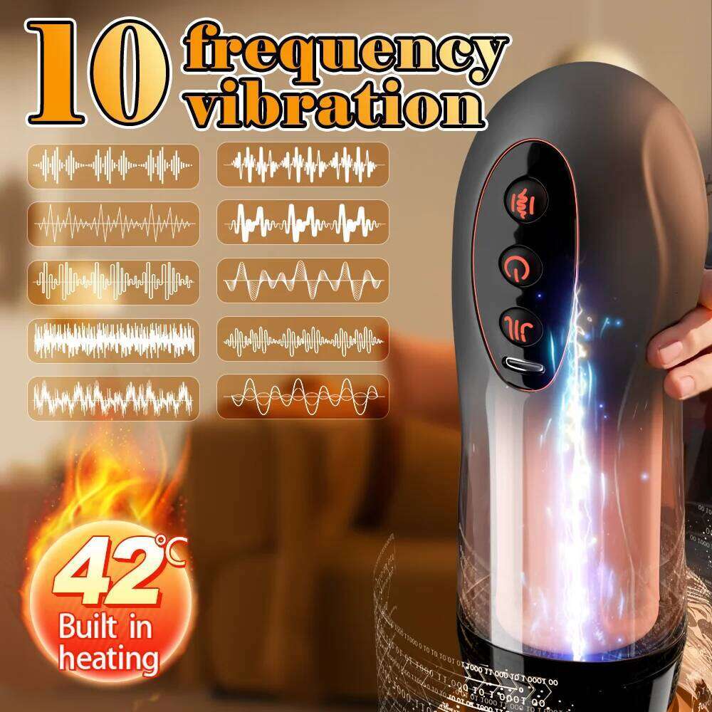 Machines Male Masturbation Cup Suction Mount Pocket Pussy Sexy Voice Penis Trainer Heating Masturbator Sex Toy For Men Z260311