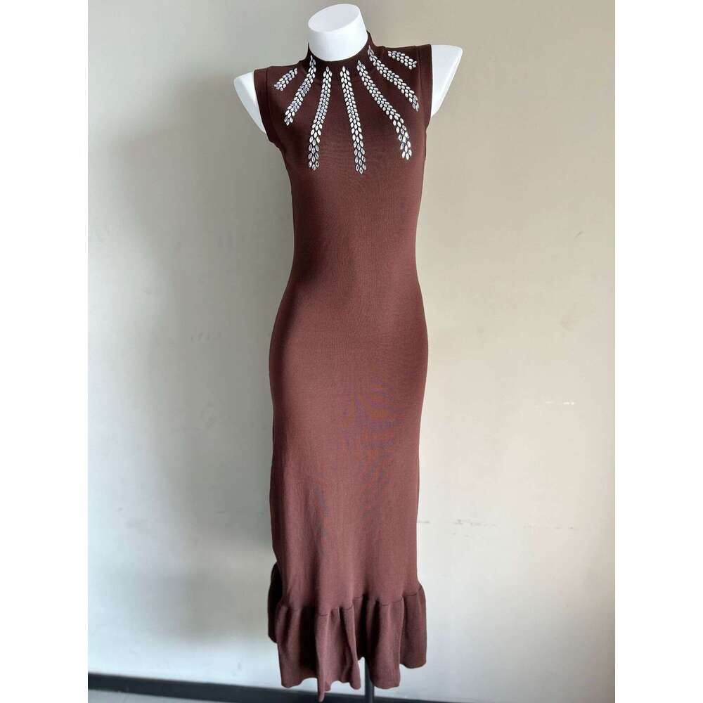 A15 French Elegance 2026 Summer New Collection Beaded Ruffle Waist Knitted Fish Tail Vest Sexy Women