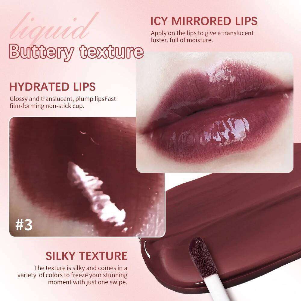8ml Butter Non-stick Cup Moisturizing Mirror Gloss Lasting Color glaze Dye Lip Liquid Makeup For Women W260311