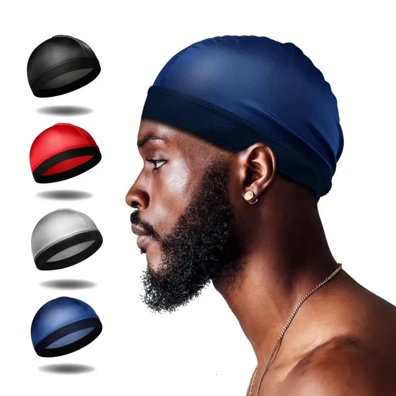 4PCS Solid Color Wave Cap Men Soft Elastic Breathable Beanie Turban Hat Unisex Night Sleep Headcover Cancer Hair Loss Chemo 260304