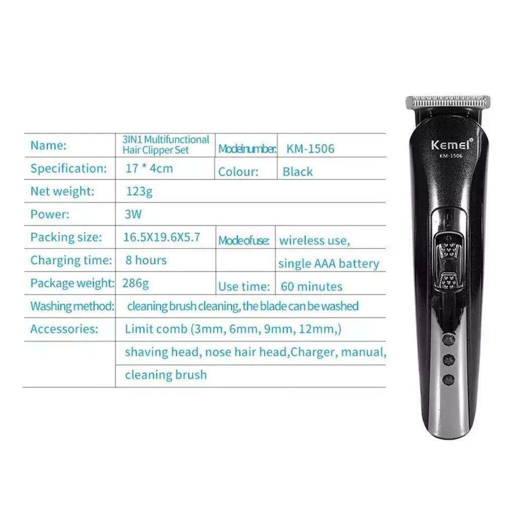 Kemei KM-1506 Multifunctional USB Rechargeable Electric Beard Shaver Hair Clipper Keme C260312