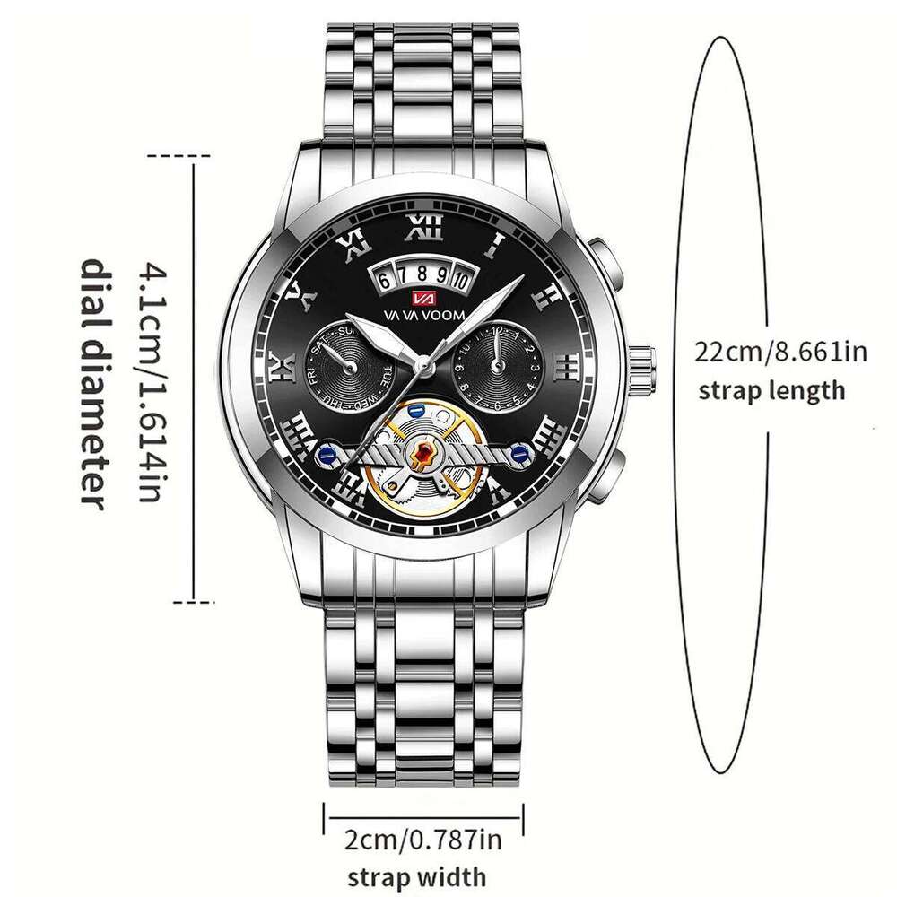 Top Brand Watch Pilot Series Silver Stainless Steel Sports Clock Quartz Movement 3Bar Waterproof Military Men Gift Wristatch
