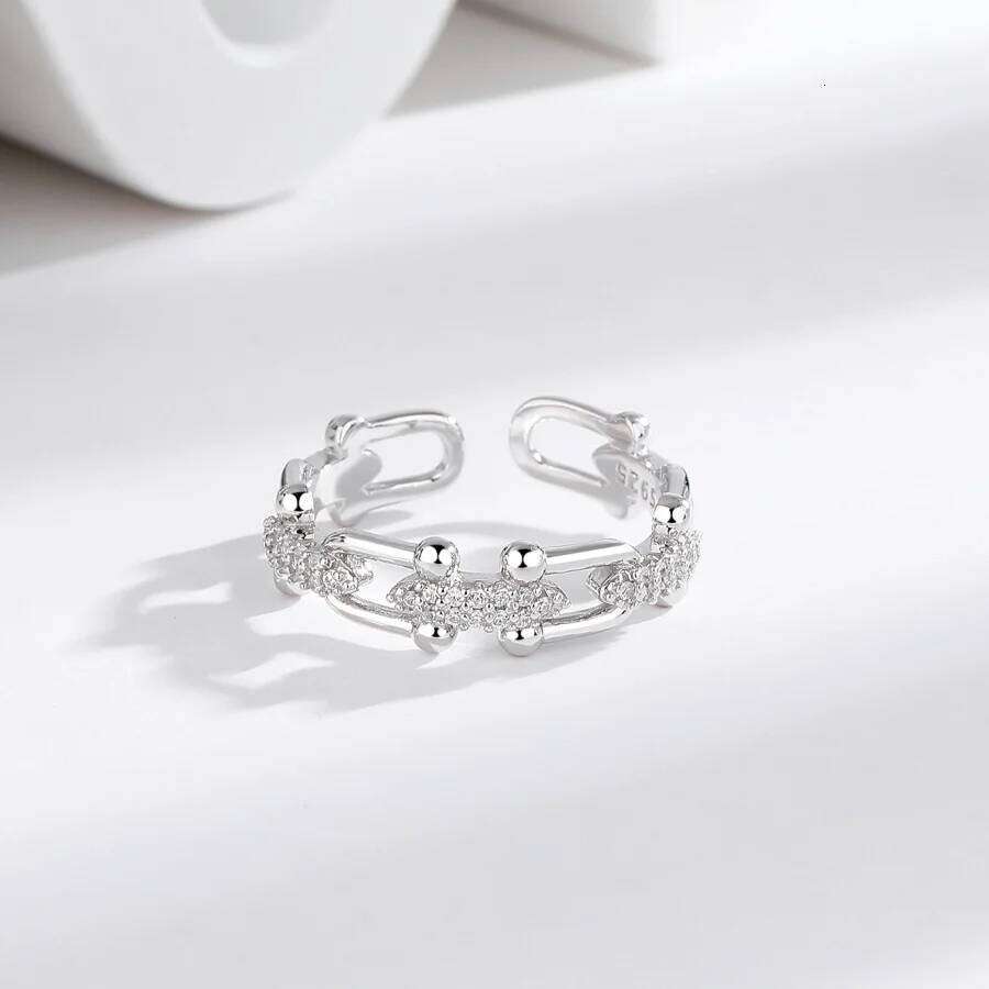 Sterling Silver Ring with Micro-Pave Zirconia for Women Light Luxury, Minimalist, Euro-American Bestseller Cross-Border Premium H260312