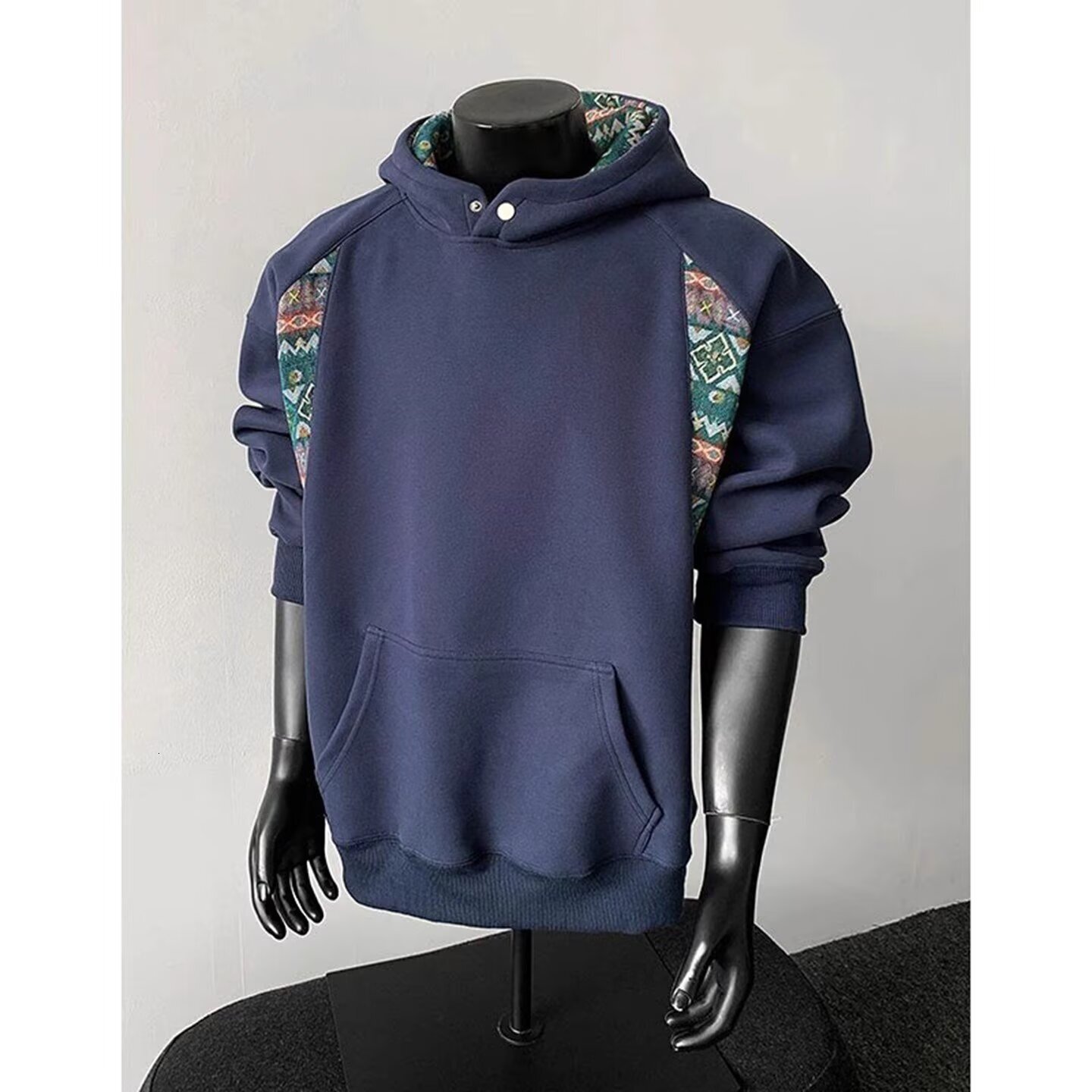 Ethnic Style Heavy-duty Men's Hoodie New Spring And Autumn Model With Contrasting Color Design Heavy-duty And Stiff Designer Hoodie Jacket Color-