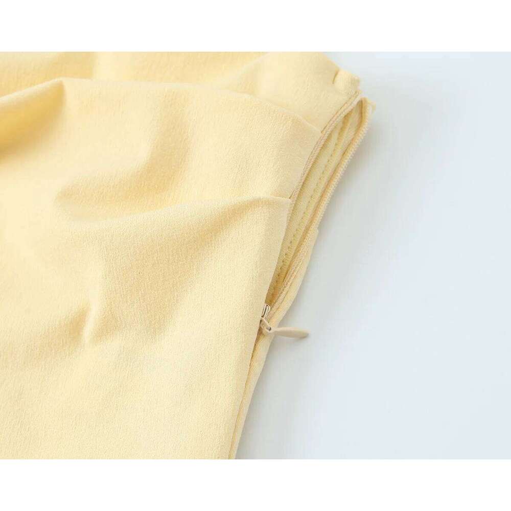 2025 Summer New Arrivals Women's Wear Plain Casual Chic Square Neck Sleeveless Suspender Pleated Midi Dress C260312