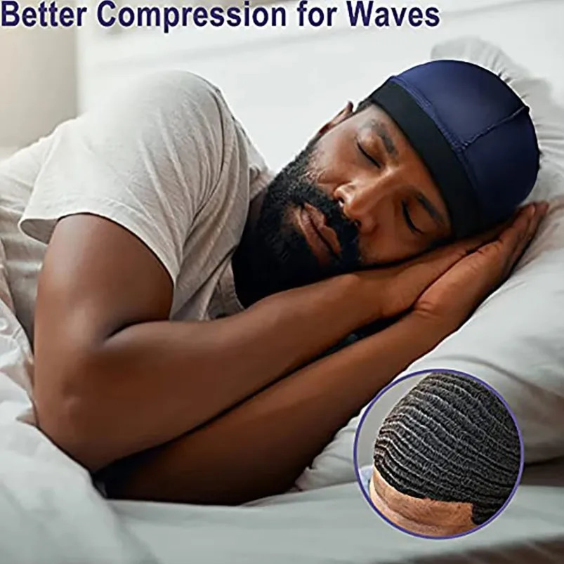 4PCS Solid Color Wave Cap Men Soft Elastic Breathable Beanie Turban Hat Unisex Night Sleep Headcover Cancer Hair Loss Chemo 260304
