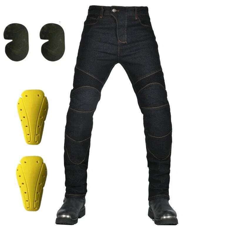 Men's Motorcycle Riding Jeans Pants, Anti-Skid Abrasion Resistant All-Weather Classic Fit Race-Ready Biker Gear 26Y0312